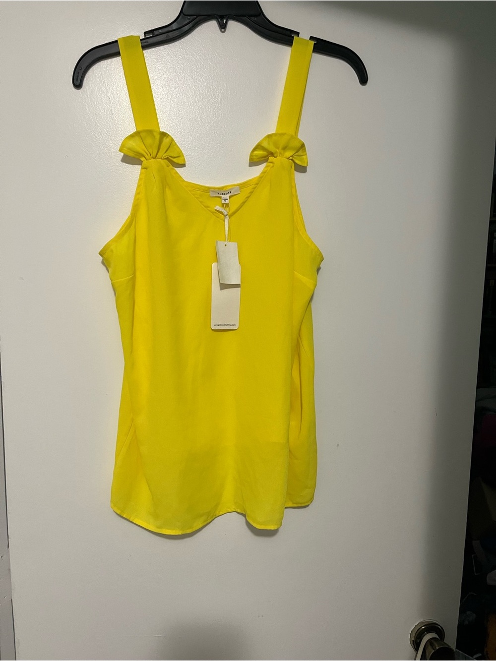 Bright Yellow Sleeveless Bow-Accent Women’s Top